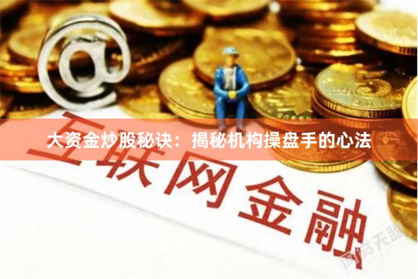大资金炒股秘诀：揭秘机构操盘手的心法